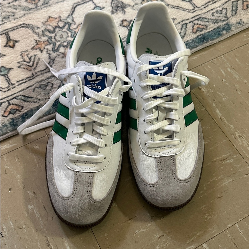 Adidas samba white and green NWOT
